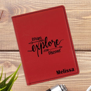 Dream Discover Explore Personalized Leatherette Passport Holder