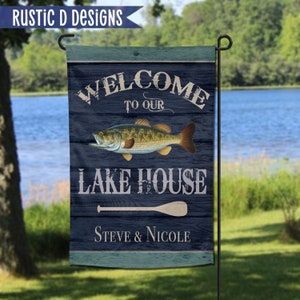 Welcome to our Lake House Personalized Home Garden Banner 12"x18"