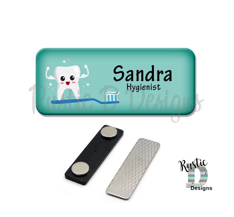 Super Tooth Dental Hygienist Dentist Name Badge Etsy