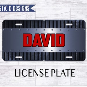 Grunge Metallic Grate Personalized License Plate Car Tag