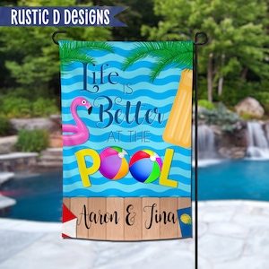 Life is Better at the Pool Personalized Garden Banner 12&quot;x18&quot;
