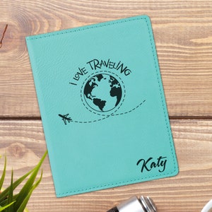 I Love Traveling Personalized Leatherette Passport Holder