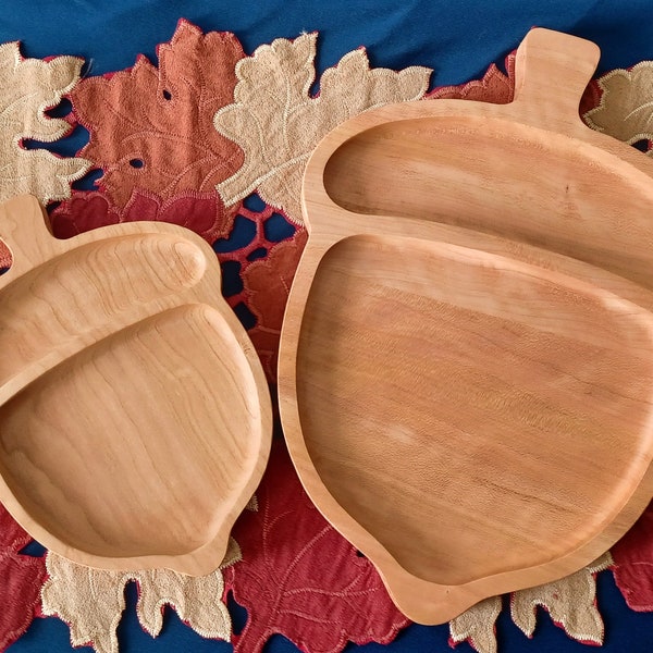 Acorn Tray - Wood Acorn Decor - Handcrafted Fall Organizer - Acorn Jewelry Dish - Rustic Decor