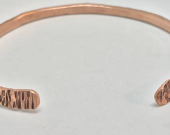 Hammered Copper Bracelet Line Textured