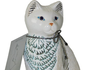 Angora Cat – Rare, Artesania Rinconada-Gato De Angora, Ltd Edition, Retired - Hand Carved & Hand Painted Sculpture, Excellent Condition