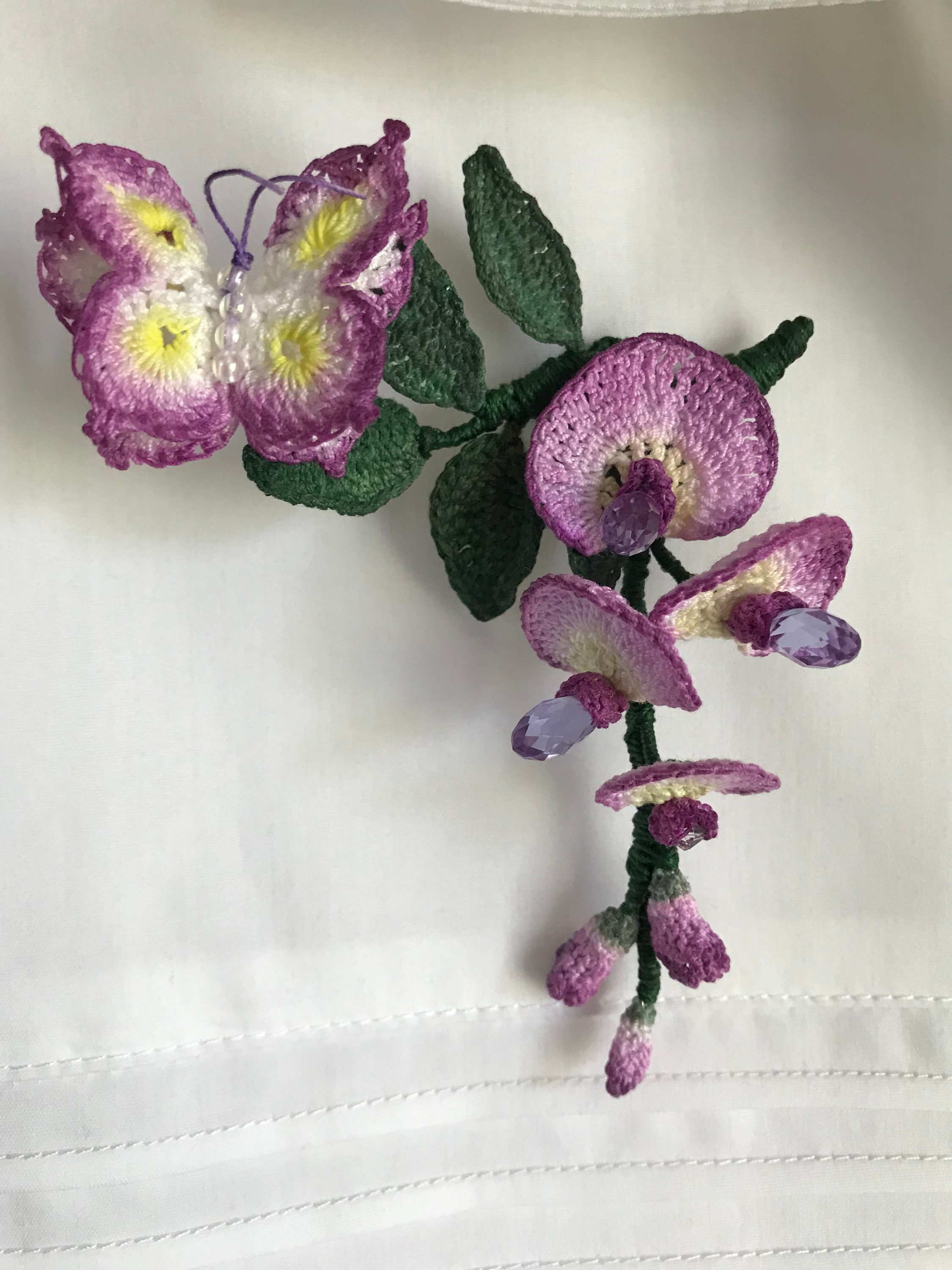 Wisteria Brooch/Freeform Crochet Etsy