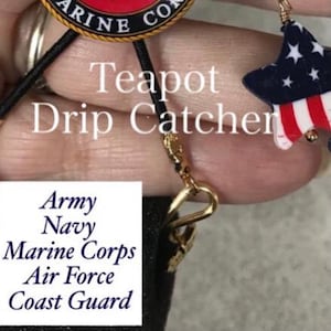 Vintage Style Teapot Drip Catcher, Armed Forces, Handmade
