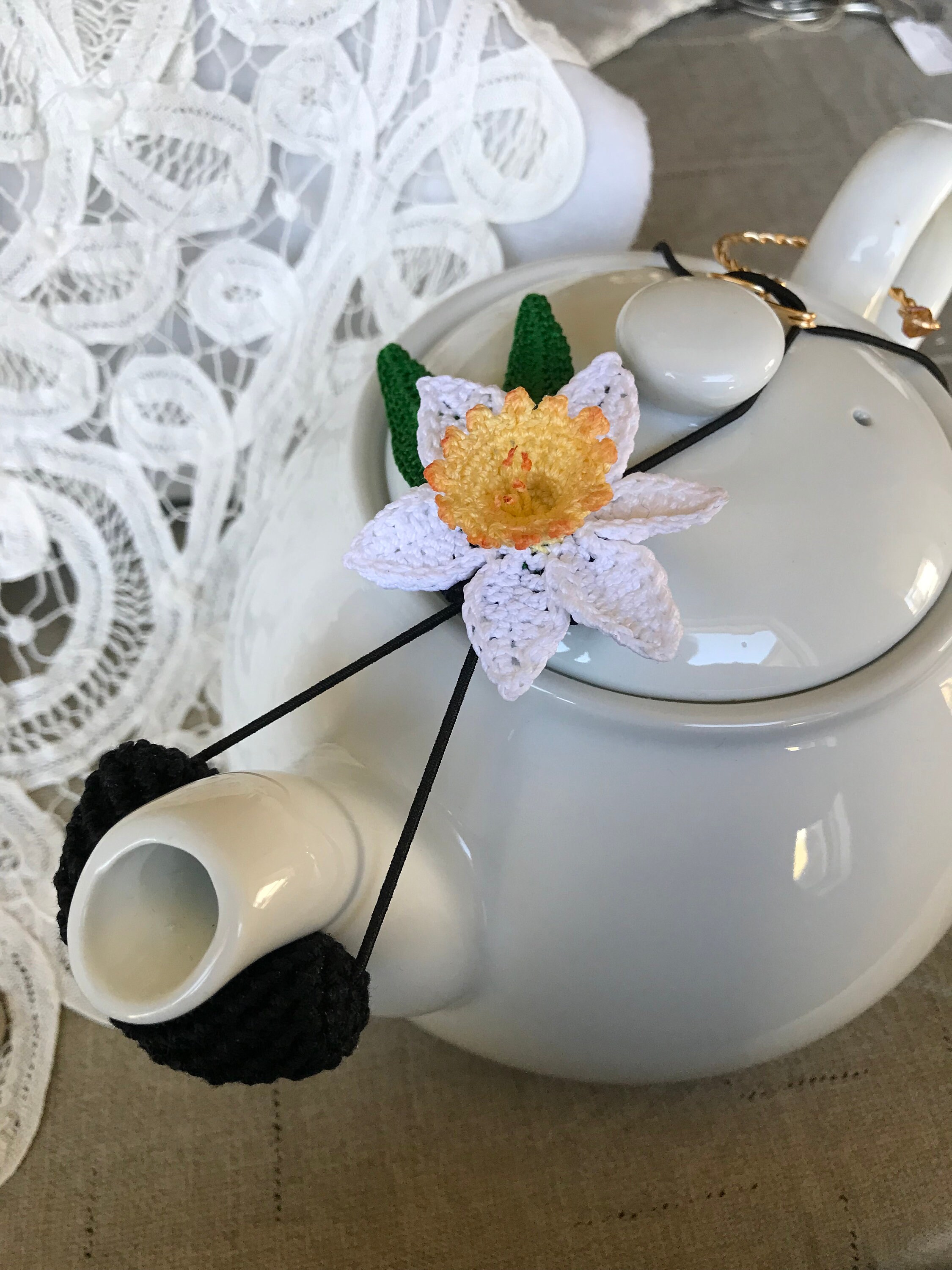 Teapot Drip Catcher Lid Holder Vintage Style Daffodil Etsy