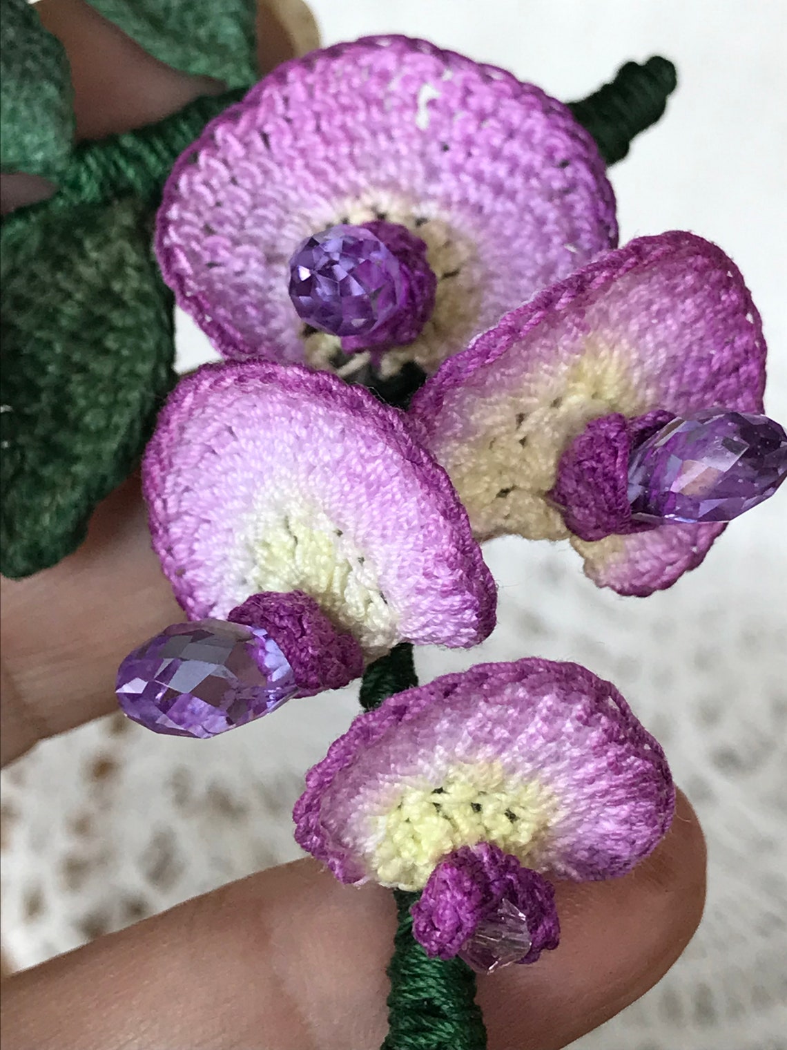 Wisteria Brooch/Freeform Crochet Etsy