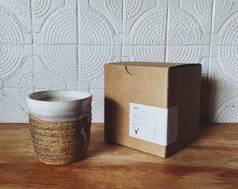 VANILLA - ceramic - soy candle - bohemian - rustic - beaker - clay - scent
