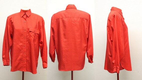 Vintage 1990's Josephine Bright Red Long Sleeve B… - image 1