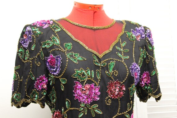 Vintage Laurence Kazar Illusion Top Sequin and Gl… - image 3