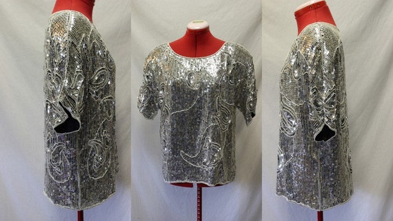 VTG 80s Sequin and Pearl Jean for Joseph Le Bon G… - image 1