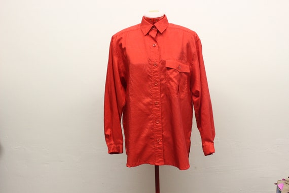 Vintage 1990's Josephine Bright Red Long Sleeve B… - image 2