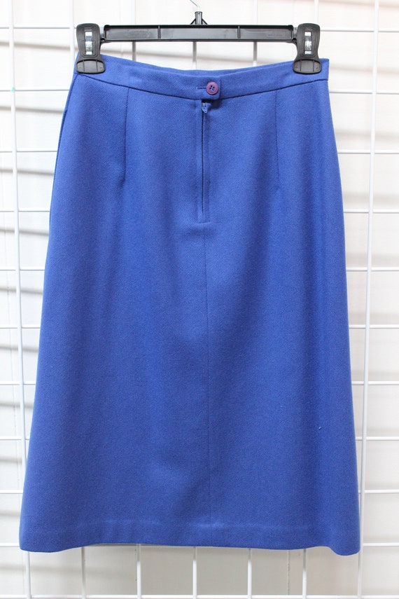 Vintage 1970's Blue Wool Pencil Skirt in Size 4 Size … Gem