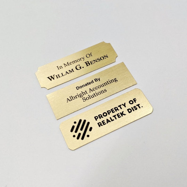 Engraved Brass Name Plates 3 x 1 Brushed Gold Etsy