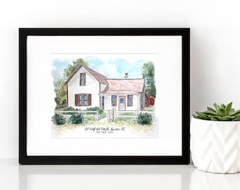 Custom House Illustration, Housewarming Gift, Painting, First Home Keepsake, New Home Gift, Childhood Home, Watercolor Home