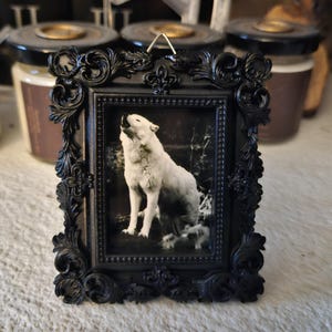 Framed Black and White mini print Gray Wolf