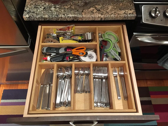 Custom Wood Utensil Tray Drawer Organizer Etsy