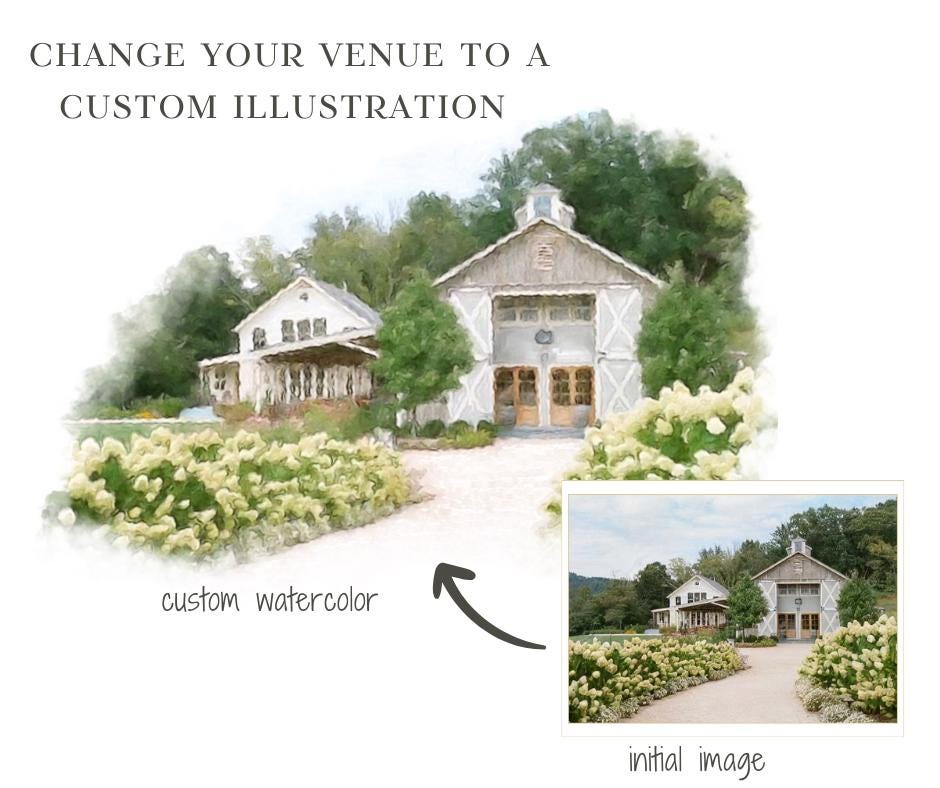 Custom Watercolor Venue Illustration Digital- Digital Download, Wedding ...