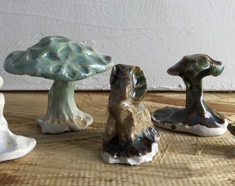 Ready to Ship, Mushroom, Sculpture, Fungus, Terrarium, Figurine, Creature, Stoneware, Garden, Ceramic, Aquarium decor, fairy garden decor