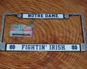Notre Dame Fighting Irish  License Crystal Sport Frame Sparkle Auto Bling Rhinestone Plate Frame with Swarovski Elements Made by WeCrystalit