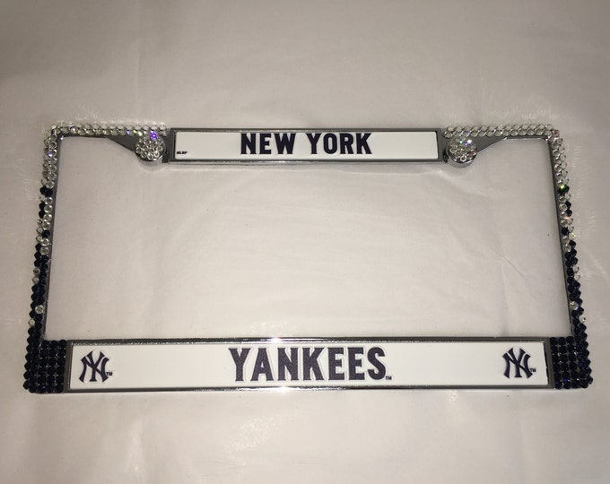 New York Yankees License Crystal Sport baseball Frame Sparkle Auto Bling Rhinestone Plate Frame with Swarovski Elements by WeCrystalIt