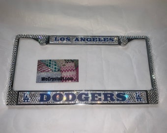 Los Angeles Dodgers License Clear Crystal Sport baseball Frame Sparkle Auto Bling Rhinestone Plate Frame with Swarovski Elements Made WeCrys