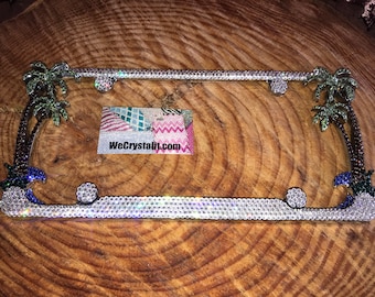 Palm Tree Crystal Sparkle Auto Bling Rhinestone  License Plate Frame with Swarovski Elements Made by WeCrystalIt