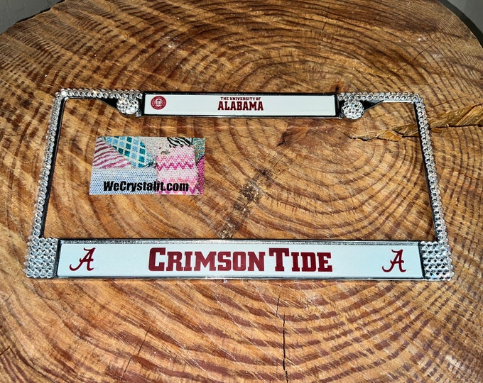 Alabama Crimson Tide Frame Sparkle Auto Bling Rhinestone Plate Frame with Swarovski Elements Made by WeCrystalit