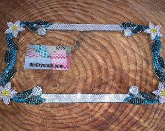 Daisy Flower Crystal Sparkle Auto Bling Rhinestone  License Plate Frame with Swarovski Elements Made by WeCrystalIt