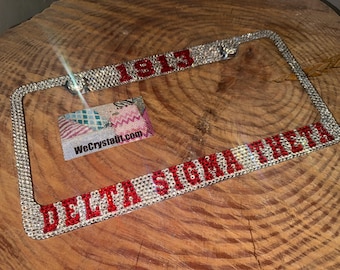Delta Sigma Theta 1913 Crystal Sparkle Auto Bling Rhinestone  License Plate Frame with Swarovski Elements Made by WeCrystalIt