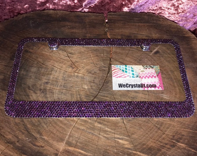 Amethyst Purple Crystal Sparkle Auto Bling Rhinestone License Plate Frame with Swarovski Elements Made by WeCrystalIt