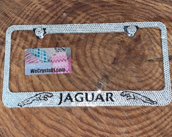 Jaguar Crystal Sparkle Auto Bling Rhinestone  License Plate Frame with Swarovski Elements Made by WeCrystalIt