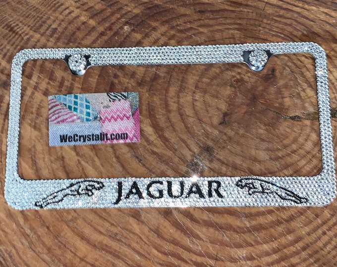 Jaguar Crystal Sparkle Auto Bling Rhinestone  License Plate Frame with Swarovski Elements Made by WeCrystalIt