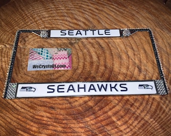 Seattle Seahawks Football Frame Crystal Sparkle Auto Bling Rhinestone License Plate Frame with Swarovski Elements Made by WeCrystalIt