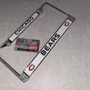 Chicago Bears License Crystal Sport Silver Frame Sparkle Auto Bling Rhinestone Plate Frame with Swarovski Elements Made by WeCrystalIt