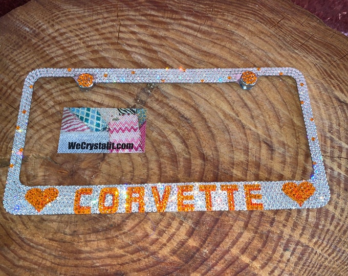 Corvette Crystal Sparkle Auto Bling Rhinestone  License Plate Frame with Swarovski Elements Made by WeCrystalIt