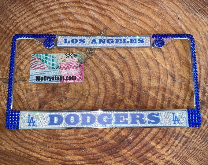 Los Angeles Dodgers License Crystal Sport baseball Frame Sparkle Auto Bling Rhinestone Plate Frame with Swarovski Elements Made WeCrys