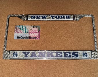 New York Yankees License Crystal Sport baseball Frame Sparkle Auto Bling Rhinestone Plate Frame with Swarovski Elements by WeCrystalIt
