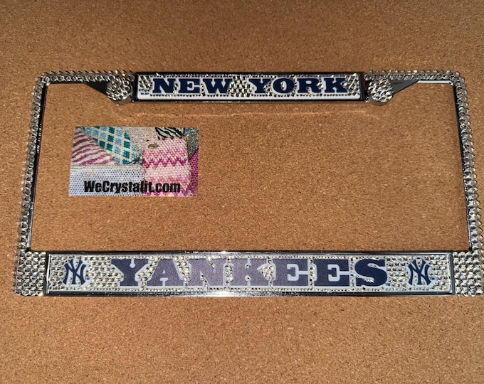 New York Yankees License Crystal Sport baseball Frame Sparkle Auto Bling Rhinestone Plate Frame with Swarovski Elements by WeCrystalIt