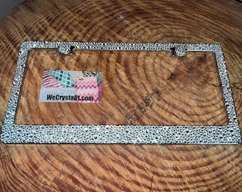Multi Clear Crystal Bumpie Diamond on Silver Frame Crystal Sparkle Auto Bling Rhinestone License Plate Frame w Swarovski Made by WeCrystalIt