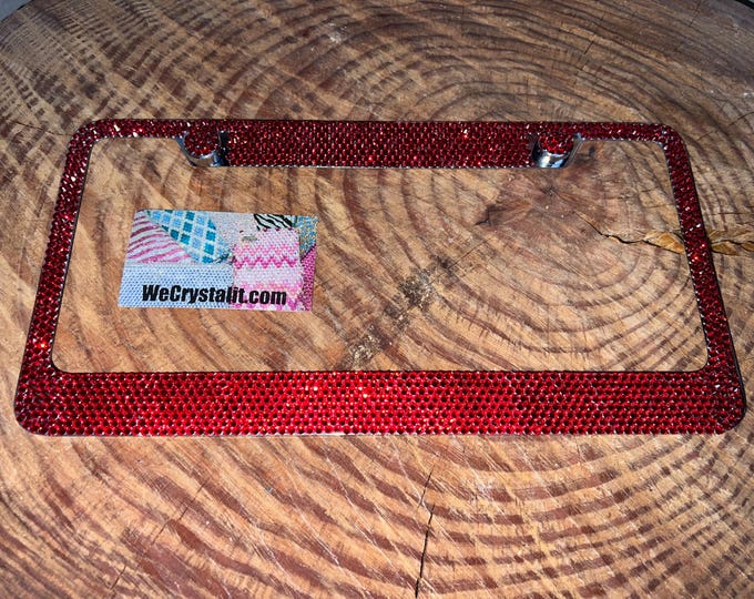 Red Light Siam 8 Row  Swarovski Crystal Bling Rhinestone License Plate Frame Made with Swarovski Elements Made by WeCrystalIt