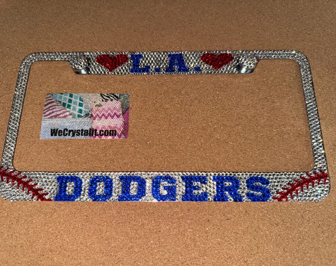 LA Dodgers Crystal Sparkle Auto Bling Rhinestone  License Plate Frame with Swarovski Elements Made by WeCrystalIt
