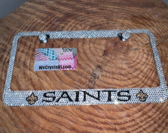 New Orleans Saints Sparkle Auto Bling Rhinestone  License Plate Frame with Swarovski Elements Made by WeCrystalIt