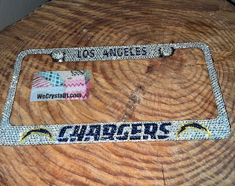 Chargers Football Crystal Sparkle Auto Bling Rhinestone  License Plate Frame with Swarovski Elements Made by WeCrystalIt