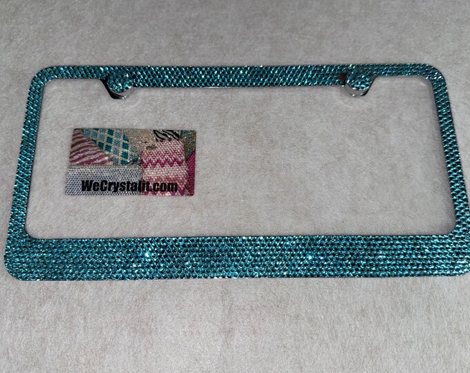 Aquamarine Sea Green Crystal Sparkle Auto Bling Rhinestone License Plate Frame with Swarovski Elements Made by WeCrystalIt