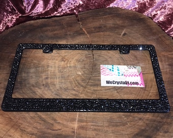 Jet Black Crystal on Black Frame Crystal Sparkle Auto Bling Rhinestone License Plate Frame with Swarovski Elements Made by WeCrystalIt