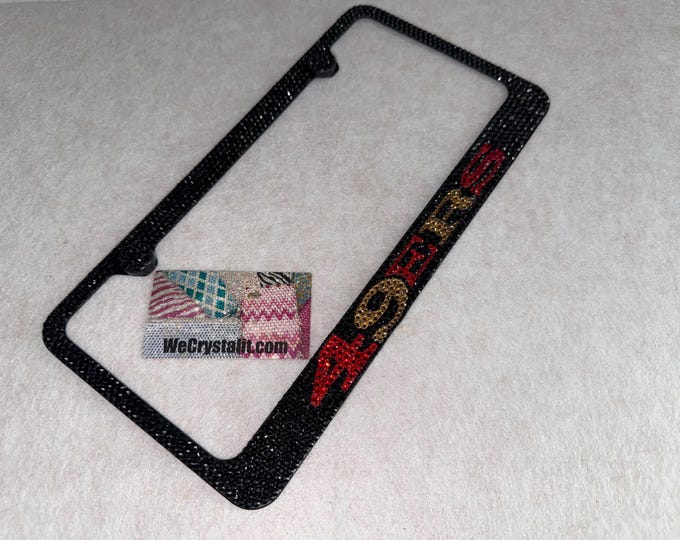 San francisco 49ers Crystal Sparkle Auto Bling Rhinestone  License Plate Frame with Swarovski Elements Made by WeCrystalIt