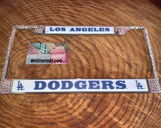 Los Angeles AB Dodgers License Crystal Sport baseball Frame Sparkle Auto Bling Rhinestone Plate Frame with Swarovski Elements Made WeCrys